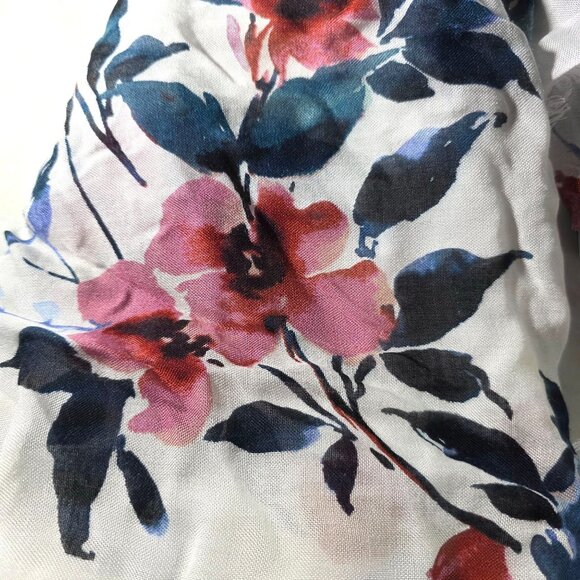 Scarf Floral Lightweight Frayed Edges roses cottagecore womens wrap fairy - Picture 2 of 4